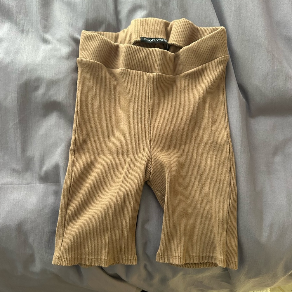 Naked Wardrobe Tan Leggings with High Waist Design